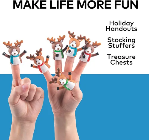 Vista 2 de Marionetas de dedo de reno (juego de 24) Juguetes de Navidad