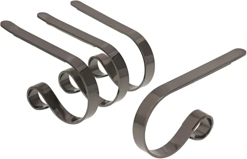 Vista 31 de Haute Decor The Original MantleClip - Paquete de 4 (bronce cepillado al óleo) - Cuelgue calcetines navideños de manera segura y protegida