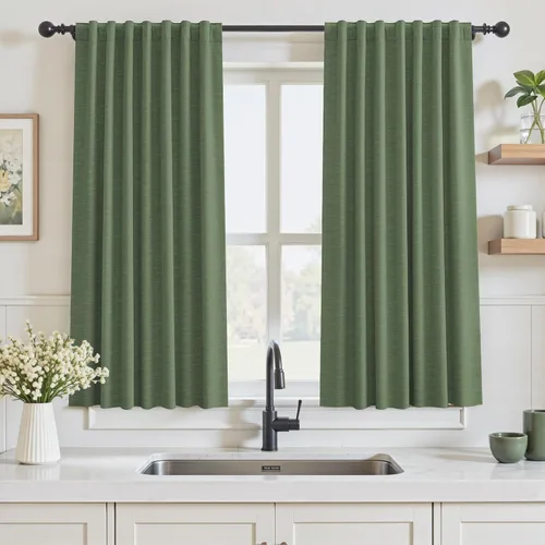 Vista 20 de Cortinas opacas de 54 pulgadas de largo para dormitorio, sala de estar, cortinas beige con aislamiento térmico, oscurecimiento de la habitación