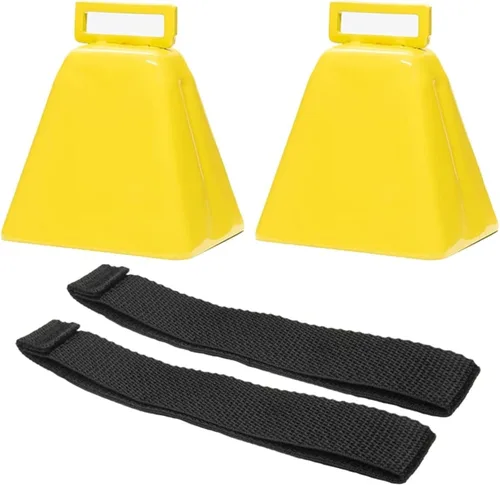 Vista 12 de Bevin Bells Cencerros de Larga Distancia 10LD (Negro) Hechos de Acero Generadores de Ruido Fuerte con Correa Negra Alrededor del Mango