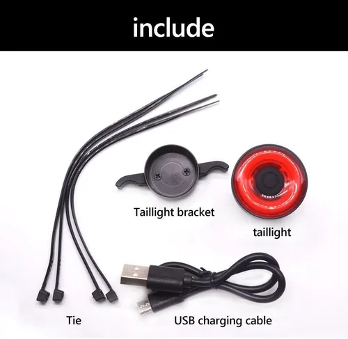 Vista 6 de Luz trasera inteligente para bicicleta ultra brillante, luz de bicicleta recargable encendido/apagado automático, luces LED impermeables IPX6