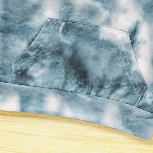 Vista 5 de GRNSHTS Conjunto de pantalones de teñido anudado para bebé, con capucha, bolsillo superior, pantalones largos, 2 piezas, ropa de otoño e invierno