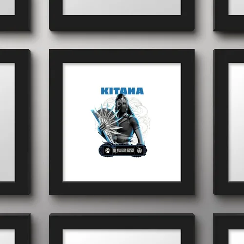 Vista 2 de Trends International Gallery Pops Mortal Kombat 1 - Kitana You Will Learn Respect - Arte de pared, versión enmarcada en negro, 12 x 12 pulgadas