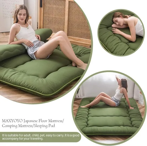 Vista 507 de Colchón futón japonés de piso gris constelación, de piso tatami, portátil, para acampar, para niños, sofá cama plegable enrollable con protector