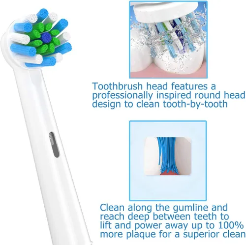 Vista 4 de Cabezales de repuesto para cepillos de dientes compatibles con Braun Oral b 7000/Pro 1000/9600/5000/3000/8000/y cepillo de dientes eléctrico