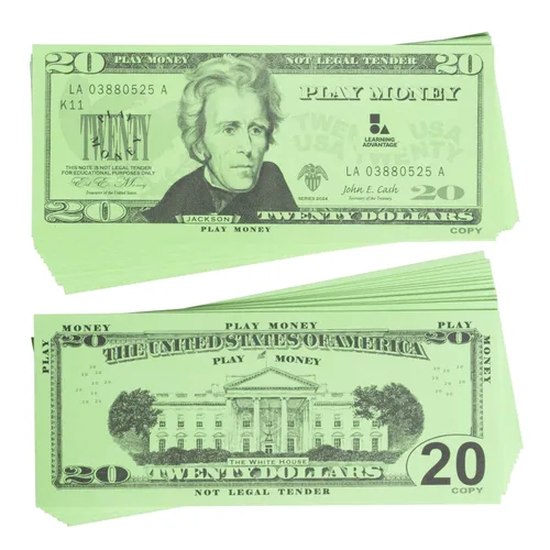 Vista 10 de LEARNING ADVANTAGE Billetes de juego de un dólar Juego de 100 Tamaño como efectivo real Dinero de juego para enseñar moneda y contar