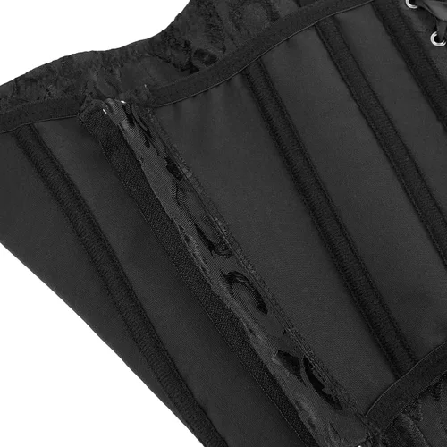 Vista 8 de SHYMMUO Women Black Corset Tops Satin Summer Going Out Strapless Bustier Crop Top for Party,Gothic,Halloween Costumes