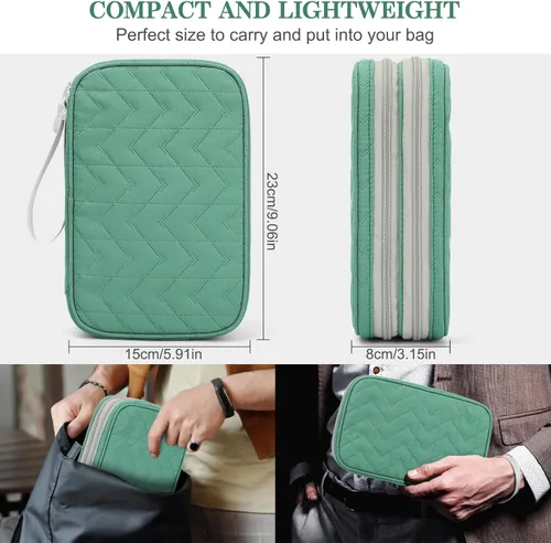 Vista 122 de FYY Organizador para accesorios electrónicos, para viajes, para cables, celular y cargadores, estuche portátil, impermeable, doble capa, bolsa