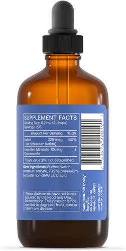 Vista 2 de BodyBio - Yodo líquido para la salud de la tiroides - Suplemento de yodo concentrado puro y de alta absorción, 2 oz
