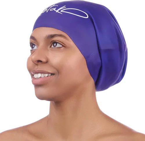 Vista 13 de Gorra de natación grande para cabello largo - Gorra de natación impermeable y duradera de silicona para trenzas, rastas, cabello ondulado, peinados
