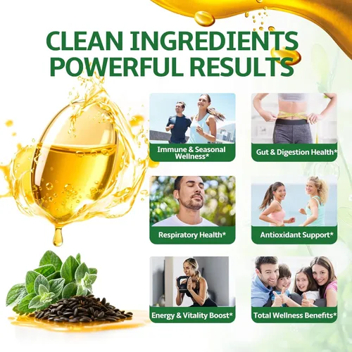 Vista 4 de Aceite de cápsulas blandas de orégano, 300 unidades, aceite de orégano 4 en 1 con aceite de semilla negra, moringa y vitamina D3 para apoyo