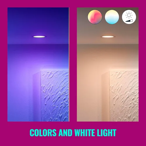 Vista 5 de WiZ Smart Retrofit - Luz empotrable, 1000 lúmenes, 6 pulgadas, luces LED compatibles con Matter que cambian de color, accesorio de iluminación
