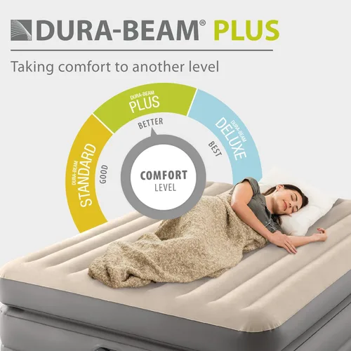 Vista 4 de Intex Dura Beam Plus Prime Comfort Fiber-Tech - Colchón de aire para el hogar con tecnología elevada con bomba eléctrica integrada, tamaño Queen