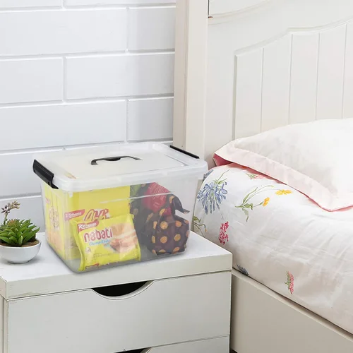 Vista 5 de Caja de almacenamiento de plástico de 12 cuartos de galón, contenedor de almacenamiento con asa, 1 paquete