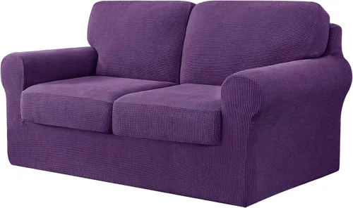 Vista 222 de CHUN YI Fundas para sofá de 7 piezas, lavables, fundas elásticas para sofá de 3 cojines con respaldo y fundas de cojín separados, protector