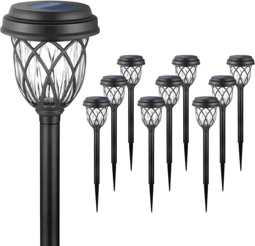 EXCMARK Paquete de 10 luces solares para exteriores, jardín, camino, luces solares para patio, pasarela, acera, entrada.