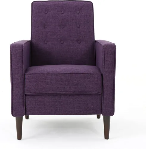 Vista 18 de GDFStudio Macedonia - Sillón reclinable de tela con respaldo copetudo, moderno Pizarra / Espresso oscuro