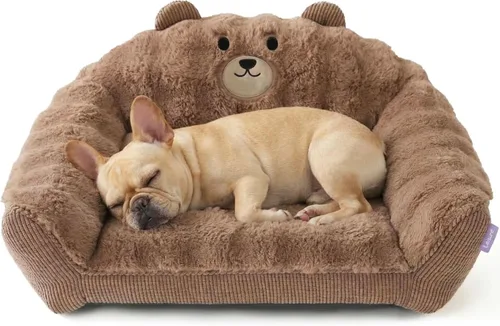 Vista 11 de LE SURE Cama para gatos para mascotas - Alfombrilla esponjosa para perros pequeños con diseño original de oso, sofá de apoyo para perros con funda