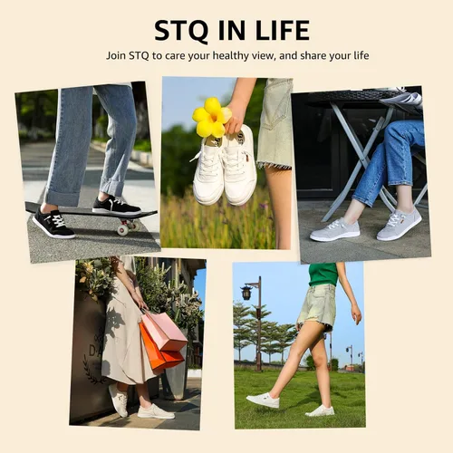 Vista 9 de STQ Zapatos sin cordones para mujer, zapatillas de lona clásicas de moda