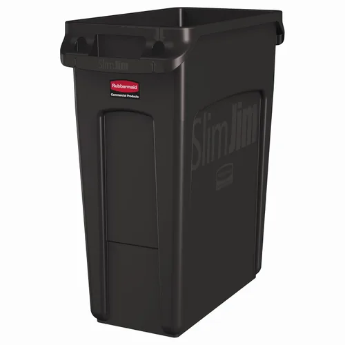 Vista 7 de Rubbermaid Commercial Products - Basurero de reciclaje, diseño rectangular con canales de ventilación, modelo Slim Jim, Beige