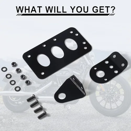 Vista 6 de LivTee Soporte de matrícula de motocicleta, soporte lateral para matrícula y soporte, se adapta a Harley, se adapta a Yamaha, se adapta a Honda, se