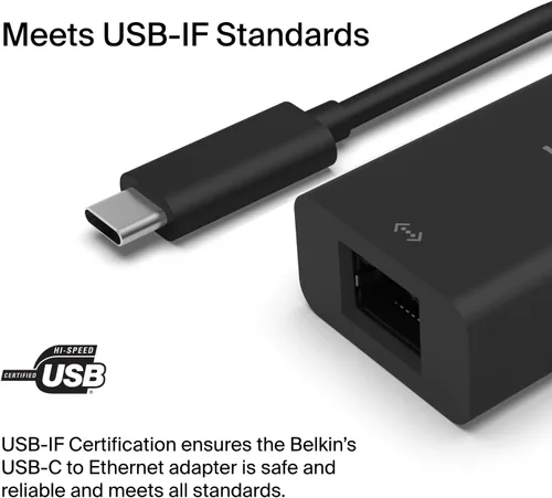 Vista 7 de Belkin Adaptador Ethernet USB tipo C a 2.5 Gb, certificado USB-IF Thunderbolt 3 y 4/USB-C a LAN adaptador de red compatible con MacBook Pro/Air