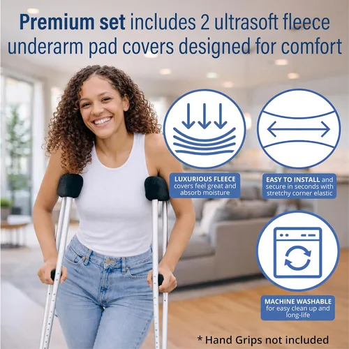 Vista 4 de Almohadillas universales para muletas, Negro clásico, 1