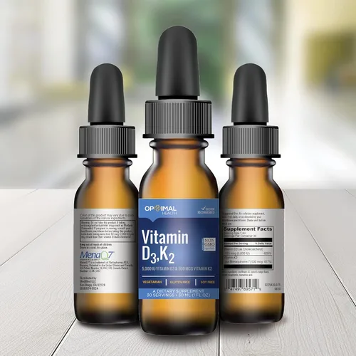 Vista 4 de OPTIMALHEALTH Gotas líquidas de vitamina D3 y K2 Vitamina D3 (5,000 UI) y vitamina K2 como menaquinona-7 (MK7) Máxima fuerza de absorción más