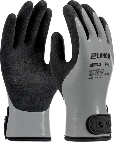 Vista 9 de LANON Waterproof Winter Work Gloves, Double Latex Coated, Thermal Insulated Freezer Gloves for Cold Weather