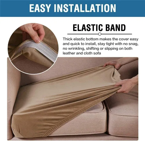 Vista 3 de Fundas de cojín elásticas de terciopelo para sofá, fundas de cojín de felpa suave, protector de muebles, funda de cojín antideslizante con parte