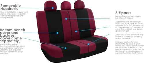 Vista 4 de FH Group Fundas para Asientos de Automóvil con Airbag Juego Completo Combo de Accesorios para Automóvil Alfombrillas de Piso de Alfombra - Asiento