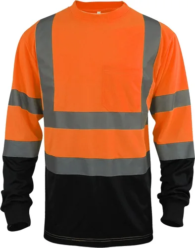 Vista 4 de L&M Playera de Seguridad Hi Vis Clase 3 Reflectante Negra, Manga Corta/Larga, Alta Visibilidad