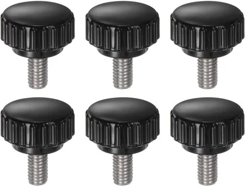 Vista 58 de uxcell 6 perillas de sujeción moleteadas M5 x 0.315 in métricas de acero inoxidable 304 rosca macho tornillo de pulgar en tipo 0.866 in cabeza
