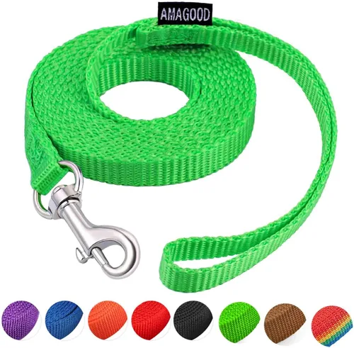 Vista 36 de AMAGOOD 6 pies de correas para cachorros/perros, correa de estilo tradicional resistente con gancho de cuello fácil de usar, correa para perros Negro