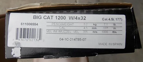 Vista 3 de GAMO Big Cat 1200 con pistola de pellets de alcance 4x32