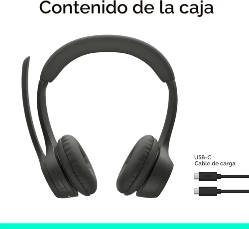 Vista 11 de Logitech Zone 301 - Auriculares inalámbricos Bluetooth con micrófono de cancelación de ruido, compatibles con Windows, Mac, Chrome, Linux, iOS