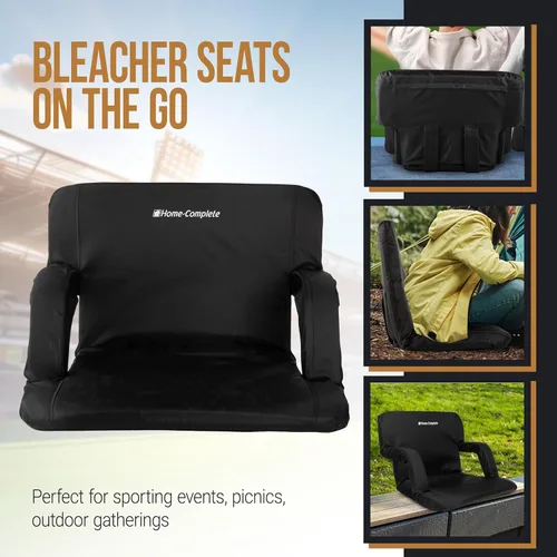 Vista 3 de Home-Complete Stadium Seat Chair Bleacher Cushions with Padded Back Support, Armrests, 6 Reclining Positions and Portable Carry Straps