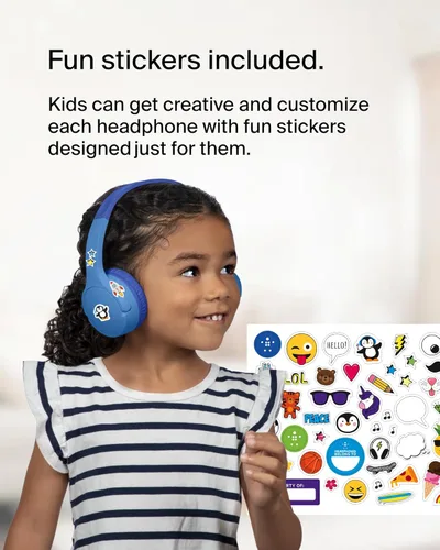Vista 4 de Belkin SoundForm Mini - Wireless Bluetooth Headphones for Kids with 30H Battery Life, 85dB Safe Volume Limit, Built-in Microphone - Kids On-Ear