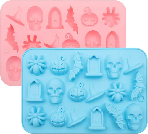 Vista 2 de Paquete de 2 moldes de silicona de Halloween para chocolate, molde de silicona para barra de chocolate, molde para pastel para barras de pistacho