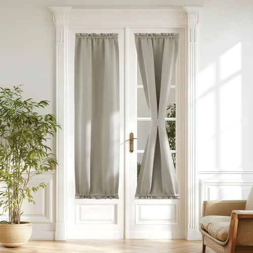 Vista 370 de NICETOWN Cortinas 100% opacas para puerta francesa, cortinas de privacidad para ventana, persianas de oscurecimiento de habitación de 25 x 64