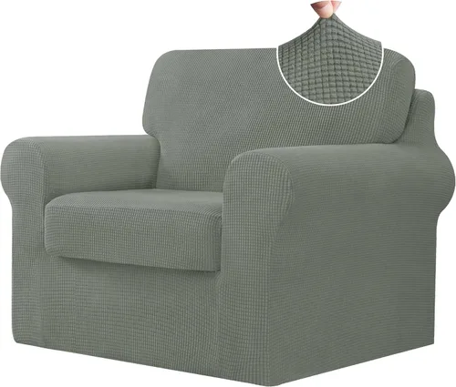 Vista 418 de CHUN YI Fundas para sofá de 7 piezas, lavables, fundas elásticas para sofá de 3 cojines con respaldo y fundas de cojín separados, protector