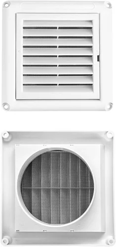 Vista 3 de QWORK Cubierta de ventilación con rejillas de 4 pulgadas, 4 fundas para cubiertas de aire de escape de ventilación de secadora al aire libre (blanco)