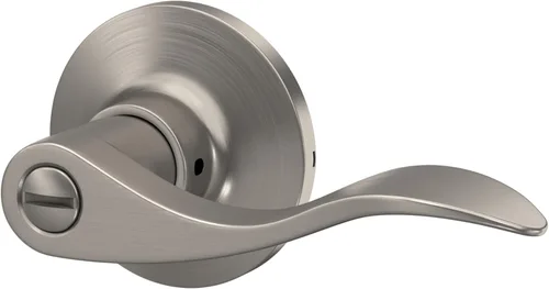 Vista 5 de Manija ondulada con manija redonda para puerta de dormitorio y baño, acabado de níquel satinado