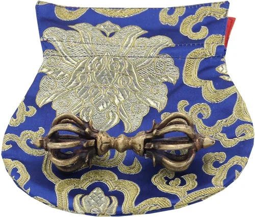 Vista 6 de DharmaObjects - Latón budista tibetano (Vajra) Thunderbolt Nueve radios Dorjee / Dorji (3.75 pulgadas)