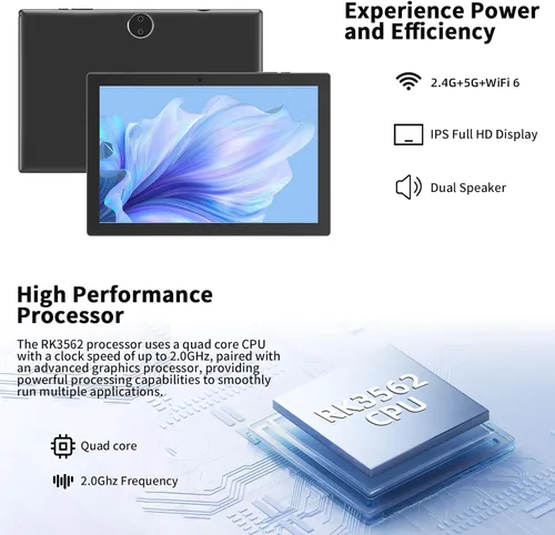 Vista 4 de Android 15 Tablets 10 pulgadas, 2 en 1 Tablet con funda para teclado, 8GB+32GB ROM/1TB, Quad Core, pantalla táctil HD, Dual Carema, juegos, Wi-Fi
