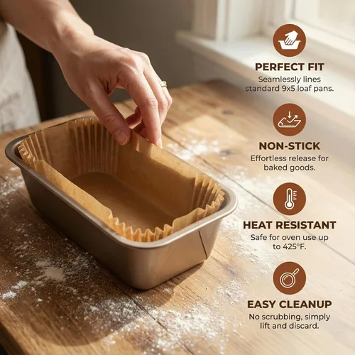 Vista 3 de 160 forros para pan para hornear pan de 9 x 5, 9.5 x 5 pulgadas, grado alimenticio, a prueba de aceite, resistente al calor, papel pergamino