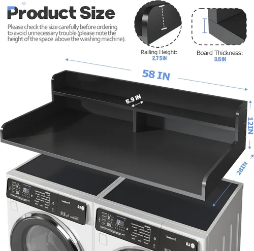 Vista 2 de Encimera para lavadora y secadora de 2 niveles con protector de 2.75 pulgadas de alto, 58 pulgadas de ancho x 28 pulgadas de profundidad