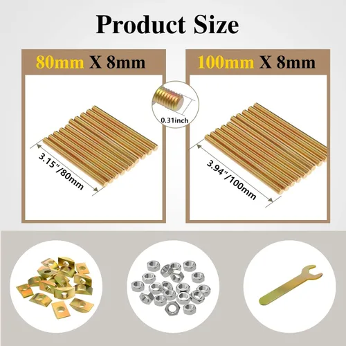 Vista 6 de Conectores de fijación de muebles encimeras seguras, bloques de carnicero, mesas y marcos de cama con herrajes para pernos y tuercas, pernos