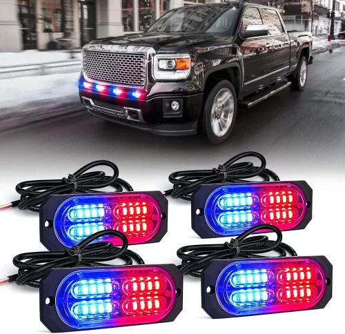 Vista 10 de Xprite Kit de luces intermitentes estroboscópicas estroboscópicas de 20 LED de superficie de montaje empotrado, marcador lateral de advertencia