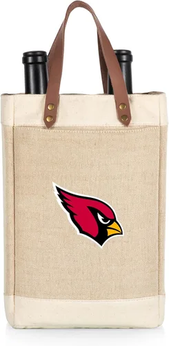 Vista 13 de PICNIC TIME NFL Pinot - Jute 2 Bottle Insulated Wine Bag - Wine Tote Bag - Wine Gift Bag, (Beige)